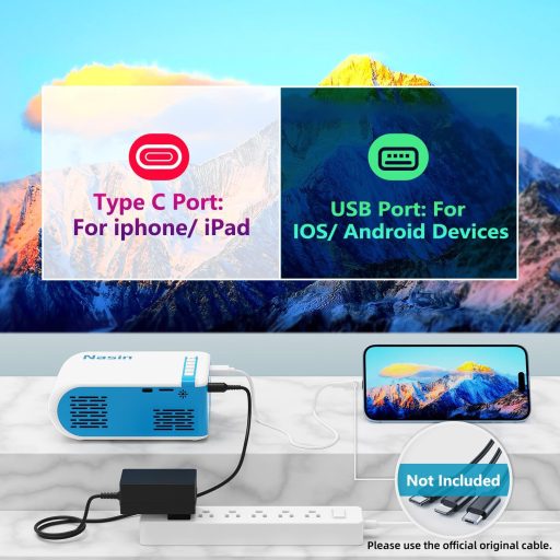 Nasin 1080P hordozható mini projektor HDMI USB Android iOS kompatibilis