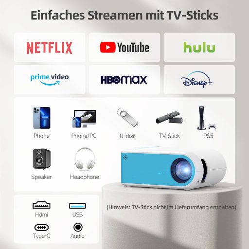 Nasin 1080P hordozható mini projektor HDMI USB Android iOS kompatibilis