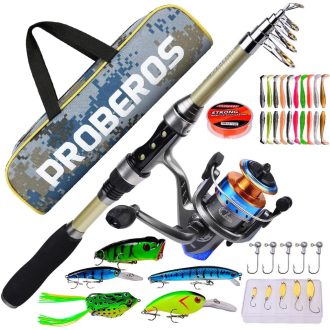   icyant Teleszkópos Horgászbot és Orsó Szett Sós és Édesvíz Horgászathoz Tartozékokkal
