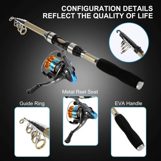 icyant Teleszkópos Horgászbot és Orsó Szett Sós és Édesvíz Horgászathoz Tartozékokkal
