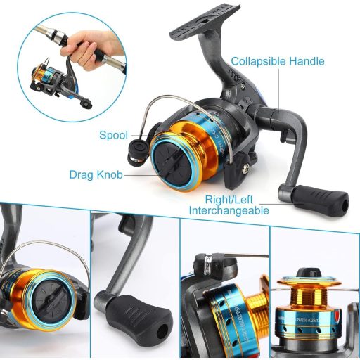 icyant Teleszkópos Horgászbot és Orsó Szett Sós és Édesvíz Horgászathoz Tartozékokkal