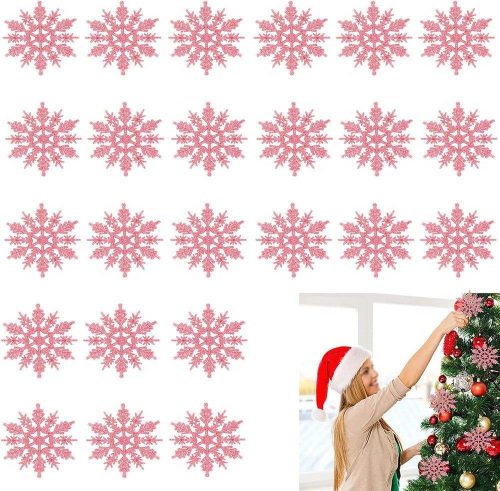 Decorațiuni Fulgi de Nea Roz 24 buc - Crăciun, Nuntă, Sărbătoare
