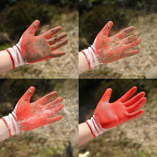 Priedušné dámske záhradné rukavice 2 páry červeno-zelené veľkosť M