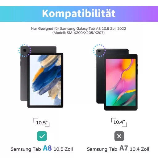 seenda Samsung Galaxy Tab A8 Tok Billentyűzettel - Háttérvilágítású Bluetooth Billentyűzet Érintőpaddal, 10.5" Tablet Védőtok, SM-X200/X205/