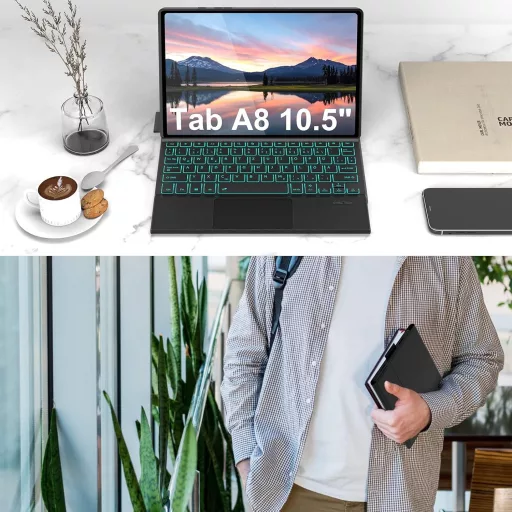 seenda Samsung Galaxy Tab A8 Futrola s Tipkovnicom - Pozadinski Osvijetljena Bluetooth Tipkovnica s Dodirnom Pločicom, 10.5" Zaštitna Futrola za Tablet, SM-X200/X205/