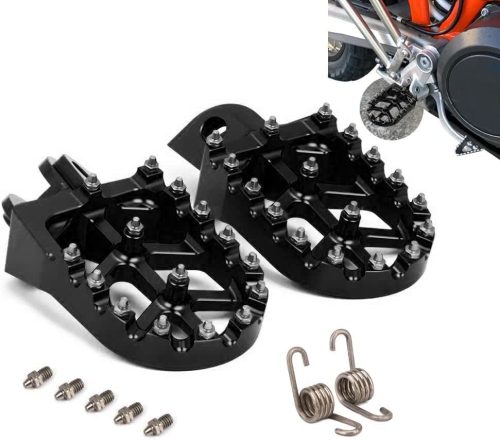 Suporturi Picioare Aluminiu Motocicletă JFG RACING Pentru Modele KTM/Husqvarna/Beta - Negru, Cu Țepi Antiderapante, Design Extins, Motoare 50-525cc