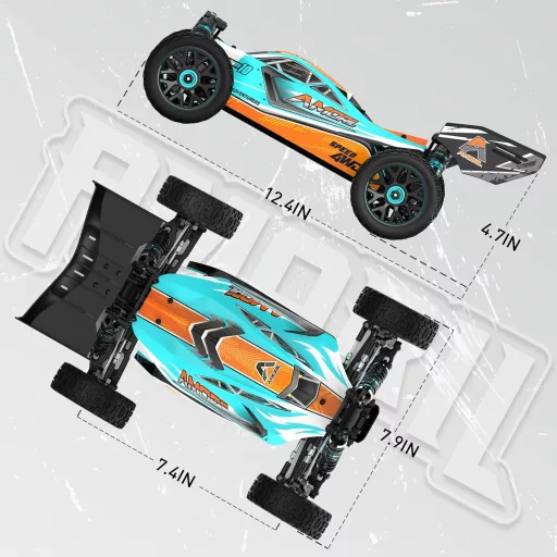 AMORIL 1:14 RC Auto na diaľkové ovládanie pre dospelých, RC pretekárske auto s rýchlosťou 70+ km/h, 4x4 Monster Truck Buggy s olejovými tlmičmi, Modré