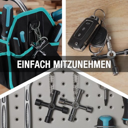 Cheie universală 4 în 1 DURATECH din aliaj de zinc, cheie pentru apometru și robinet, 2 bucăți