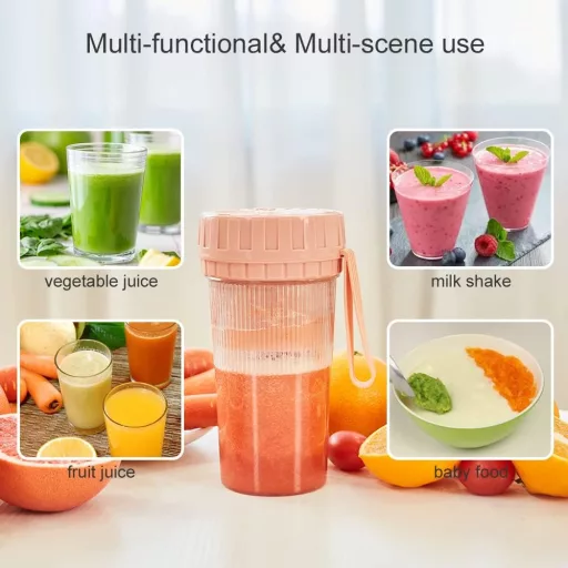 Hordozható Smoothie Készítő Mini Mixer 300ml - USB Tölthető, 4 Pengés