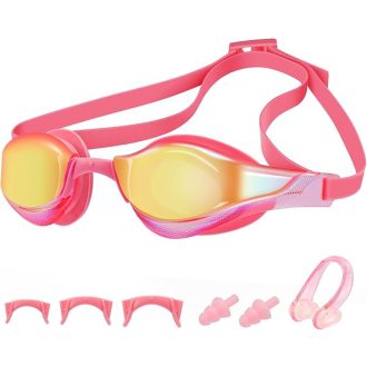   Gxfcyffs A1 Plavecké okuliare - Proti zahmlievaniu, s UV ochranou, so štuple do uší, so štipcom na nos a s nastaviteľným popruhom - Pre dospelých a deti od 10 rokov