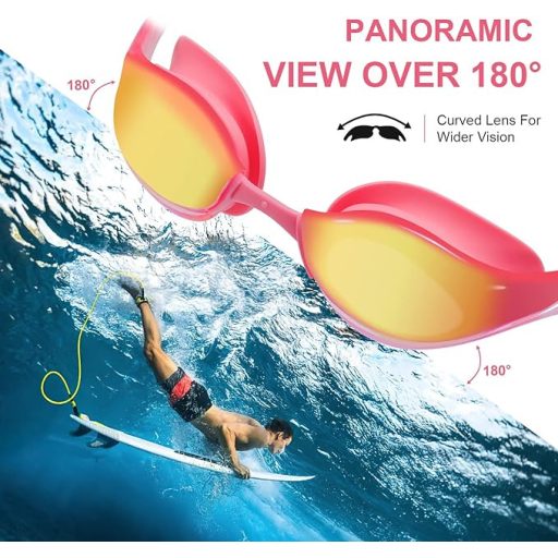 Gxfcyffs A1 Plavecké okuliare - Proti zahmlievaniu, s UV ochranou, so štuple do uší, so štipcom na nos a s nastaviteľným popruhom - Pre dospelých a deti od 10 rokov