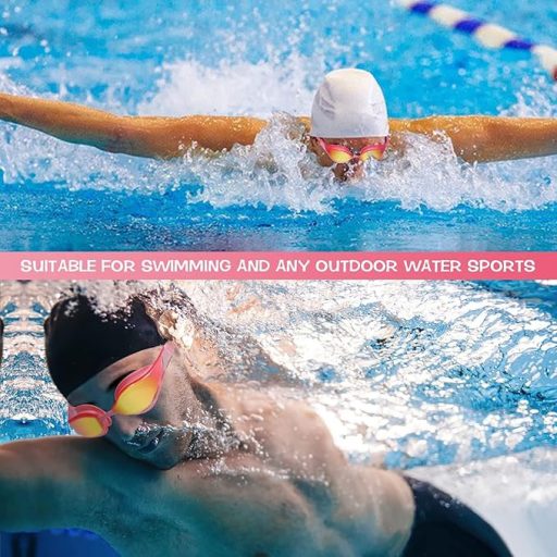 Gxfcyffs A1 Plavecké okuliare - Proti zahmlievaniu, s UV ochranou, so štuple do uší, so štipcom na nos a s nastaviteľným popruhom - Pre dospelých a deti od 10 rokov