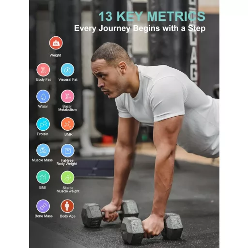 Healthkeep digitális testösszetétel-elemző mérleg, okos skála iOS/Android alkalmazással, 180 kg-ig