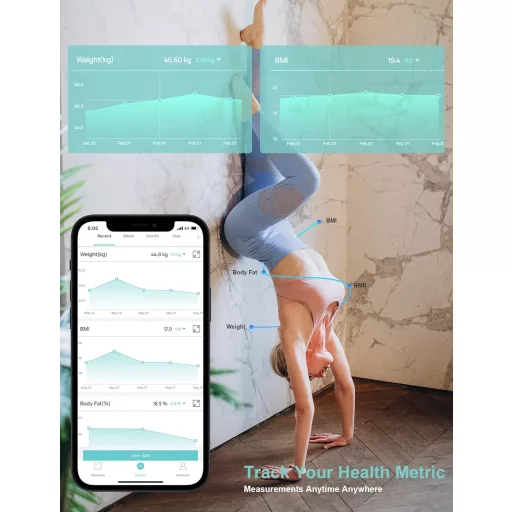 Healthkeep digitális testösszetétel-elemző mérleg, okos skála iOS/Android alkalmazással, 180 kg-ig