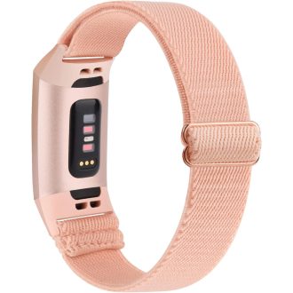   Elastický nylonový remienok AK pre inteligentný náramok Fitbit Charge 3/4 - Nastaviteľný, ľahký, pohodlný športový remienok pre mužov a ženy, ružový
