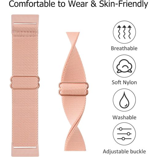 Elastický nylonový remienok AK pre inteligentný náramok Fitbit Charge 3/4 - Nastaviteľný, ľahký, pohodlný športový remienok pre mužov a ženy, ružový