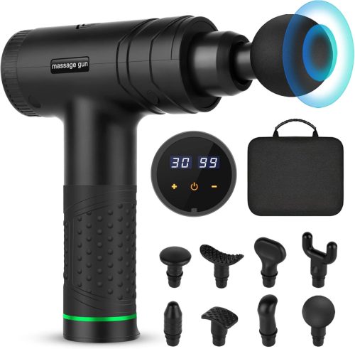 Uplayteck Masszázspisztoly 30 Sebességgel - Izommasszírozó 8 Fejjel, Szuper Csendes 40dB, LED Kijelző, Érintőképernyő - Hát, Nyak, Váll Fájd