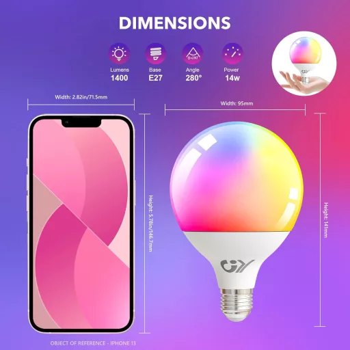 GY Alexa-kompatibilis E27 RGB okosizzó, 14W, Google Home-mal is működik - 1 pc., Wifi-g150-23w