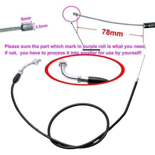 Plynové lanko Wai Danie ATV pre Dirt Pit Bike 50-125cc, 125 cm