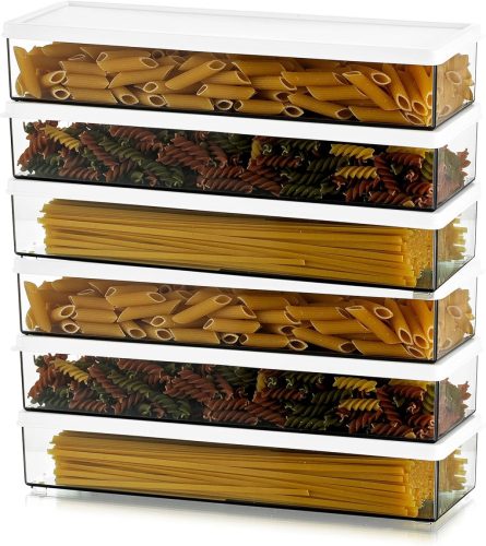 Set de 6 caserole din plastic pentru alimente - recipiente frigorifice etanșe, care pot fi stivuite.