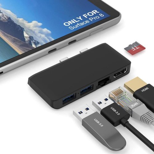 Microsoft Surface Pro 8 Dokkoló állomás, 100M Ethernet LAN, 4K HDMI, 2x USB 3.0 Porttal és TF Kártya Slot-tal