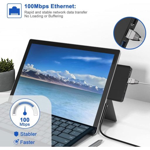 Stație de andocare Yeemie Pro Surface Pro 8 - HDMI 4K, Ethernet, USB și cititor de carduri TF