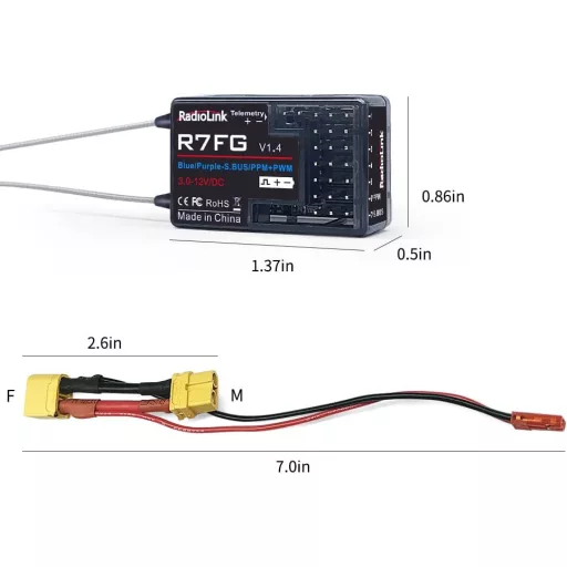 Radiolink RC6GS-V3 7 csatornás RC távirányító giroszkóppal 2.4GHz autóhoz drónhoz