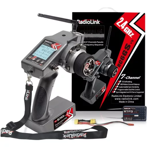 Radiolink RC6GS-V3 7 csatornás RC távirányító giroszkóppal 2.4GHz autóhoz drónhoz
