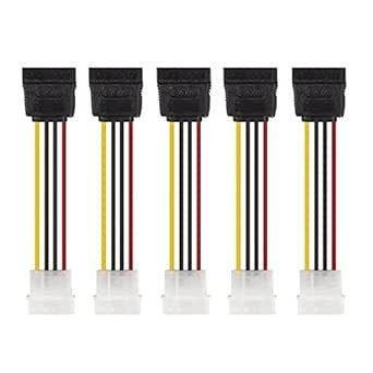 10Gtek 5 bucăți Cablu Adaptor Alimentare SATA la LP4, 20cm, Negru