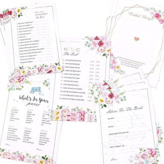   Anglický svadobný kvíz a kartová hra Bingo - Súprava 30 hárkov pre nevesty