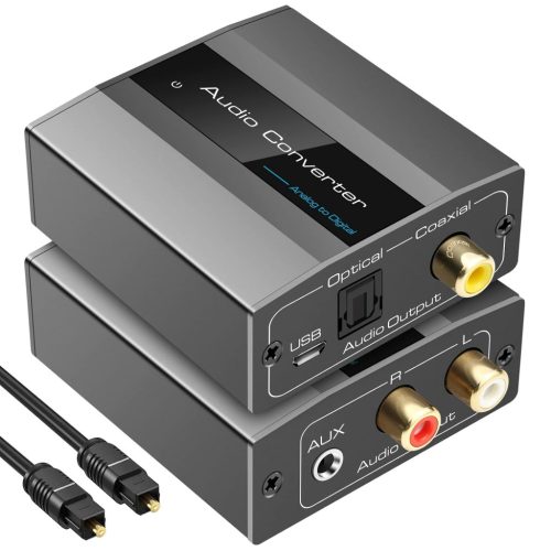 Convertor Audio Analog-Digital VEDINDUST RCA/3.5mm AUX - Coaxial/Optic pentru PS4, PS5, Xbox, DVD, TV, Alimentare USB