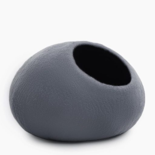 Woolygon Ručne Vyrobená Mačacia Jaskyňa - 100% Merino Vlna Plstený Úkryt pre Mačiatka a Dospelé Mačky, Sivá, Ekologická, Stredná