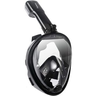   Flyboo Maska za ronjenje - 180° Panoramska maska za cijelo lice sa disalicom, Protiv zamagljivanja, za ronjenje, plivanje, Plava, Kompatibilna sa sportskim kamerama, XS veličina