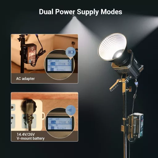 SMALLRIG RC 220D 220W Lampă Video COB, Luminozitate 98700 Lux, 9 Efecte de Lumină, CRI 95+ Montură Bowens, Control Aplicație SmallGoGo, Compatibilă V-Mount