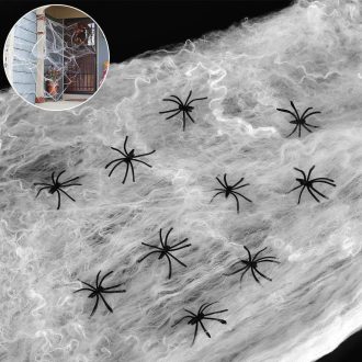   Halloween Pókháló 60g, 30 Darab Mű Pókkal - Beltéri és Kültéri Dekorációhoz Újracsomagolt termék