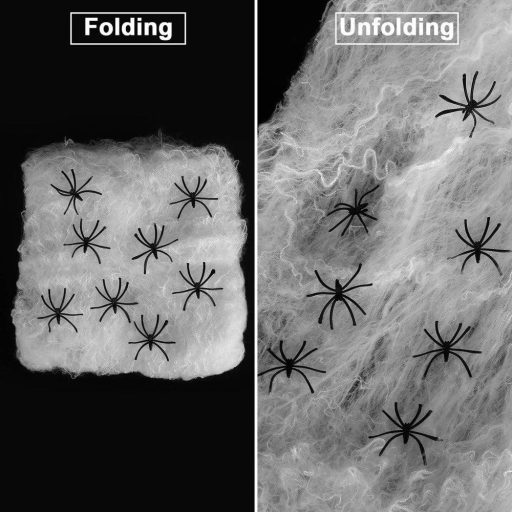 Halloween Pókháló 60g, 30 Darab Mű Pókkal - Beltéri és Kültéri Dekorációhoz Újracsomagolt termék