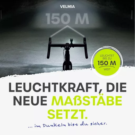 Sada LED svetiel na bicykel Velmia s USB nabíjaním, výdrž 8,5 hodiny, 3 režimy