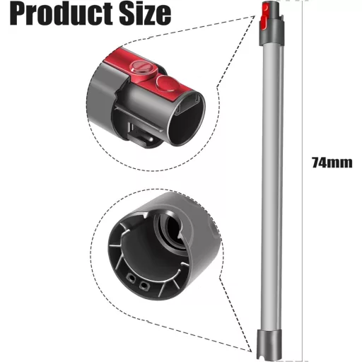 Tub telescopic metalic compatibil Dyson V11 V10 V15 V8 V7, 73 cm, argintiu