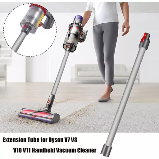 Tub telescopic metalic compatibil Dyson V11 V10 V15 V8 V7, 73 cm, argintiu