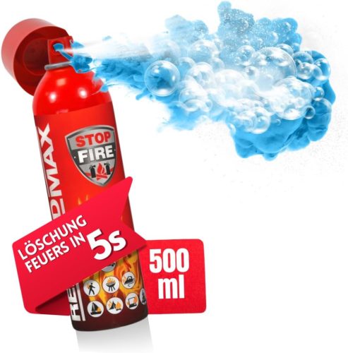 notlok Safety Work 500g Tűzoltó Spray | Kompakt Habos Tűzoltó Készülék Konyhába és Autóba | A B E F Osztályú és Zsírtüzek Ellen | 500ml Alum