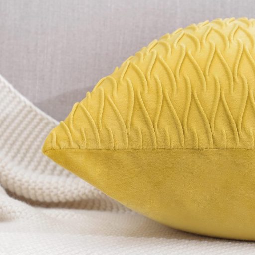 Madizz 2 db Bársony Díszpárna Huzat 45x45 cm Citromsárga Luxus Kanapé Hálószoba