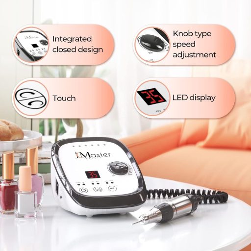 Profesionálna elektrická brúska na nechty JCMaster 35 000 ot./min na gélové a akrylové nechty s pedálom a 6 nadstavcami