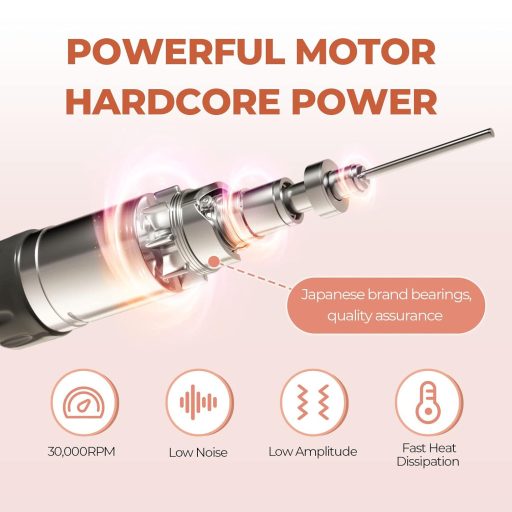 Profesionálna elektrická brúska na nechty JCMaster 35 000 ot./min na gélové a akrylové nechty s pedálom a 6 nadstavcami