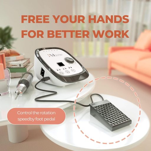 Profesionálna elektrická brúska na nechty JCMaster 35 000 ot./min na gélové a akrylové nechty s pedálom a 6 nadstavcami