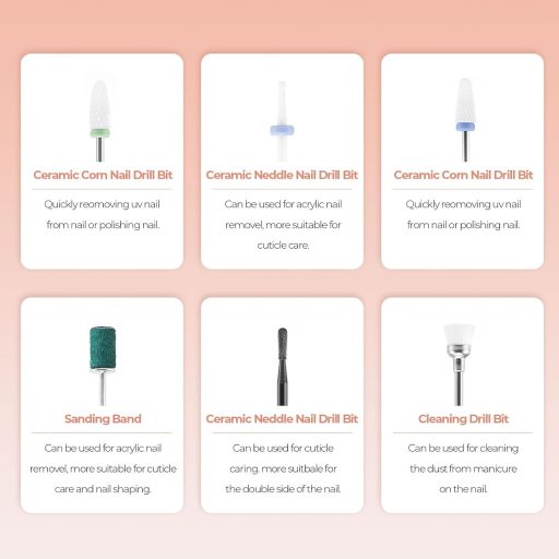 Profesionálna elektrická brúska na nechty JCMaster 35 000 ot./min na gélové a akrylové nechty s pedálom a 6 nadstavcami