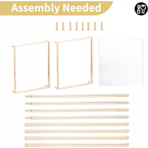 NUPTIO Suport Decorativ Auriu pentru Aranjamente Florale Nuntă, 80 cm - 2 bucăți, Vază Metalică cu Placă Acrilică, Coloană Decorativă pentru Evenimente, Petreceri și Premii Acasă