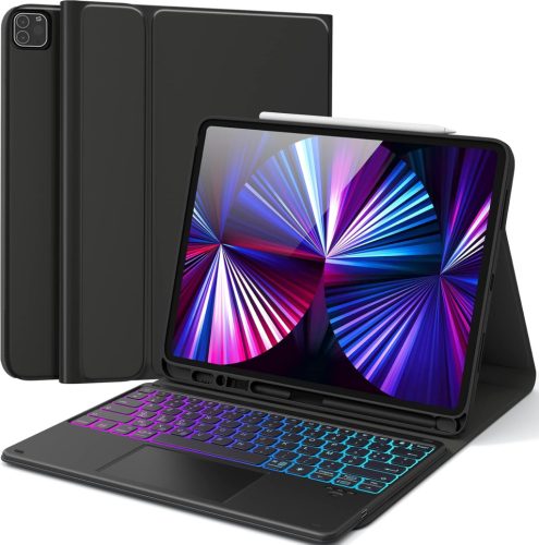 Tastatură Bluetooth Earto pentru iPad Pro 12.9, cu 7 culori de iluminare de fundal și touchpad