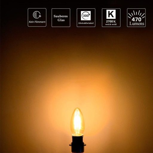 Mastery Mart E14 LED Gyertyaizzó 4,5W C35 Dimmelhető Edison Csavaros Vintage Izzó 2700K