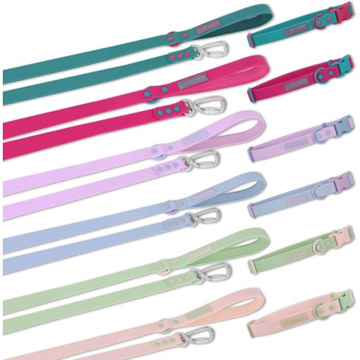 Wolfone Lila Vízálló Kutyanyakörv és Póráz Szett, Állítható, Gyorskioldós (L)