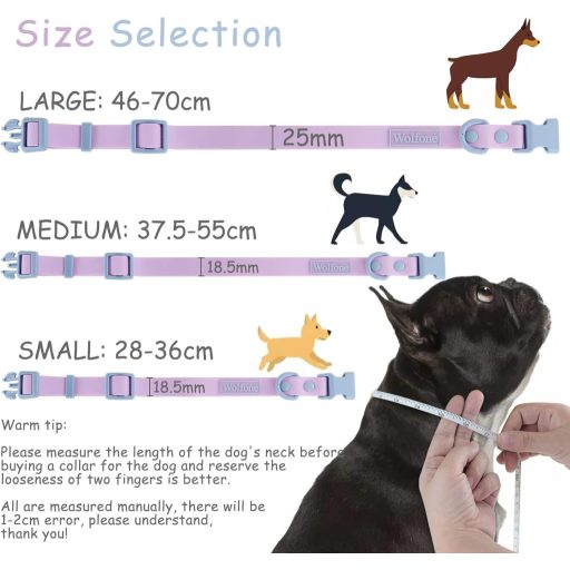 Wolfone Lila Vízálló Kutyanyakörv és Póráz Szett, Állítható, Gyorskioldós (L)